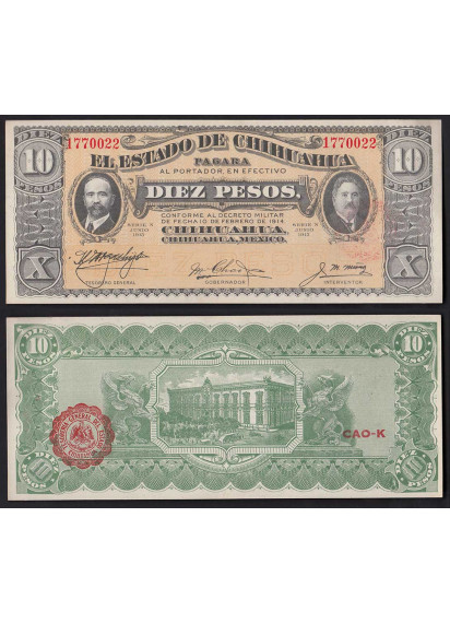 MESSICO 10 Pesos 1915 Fior di Stampa 
